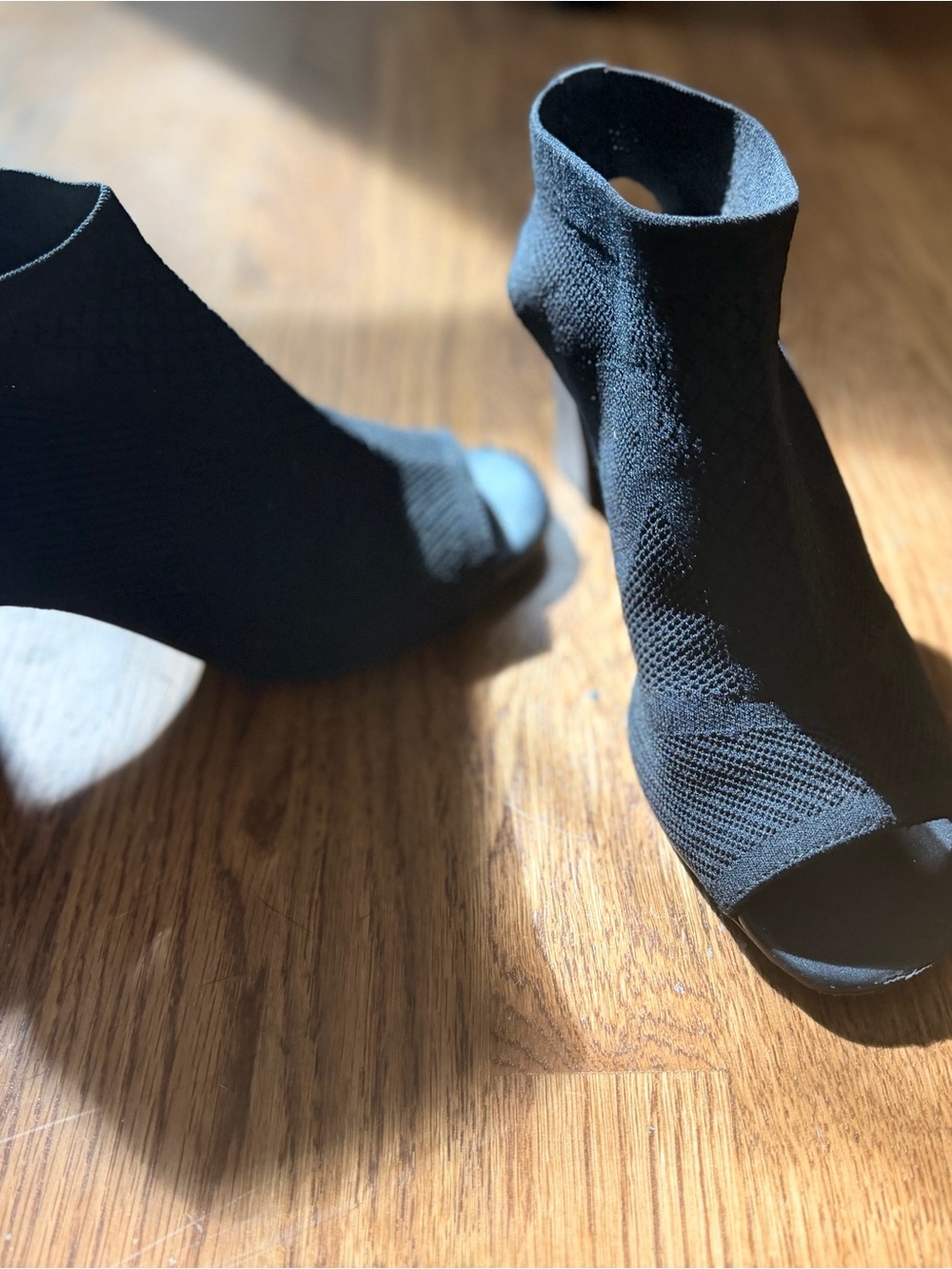 Impo Black Knit Open-Toe Heel Booties